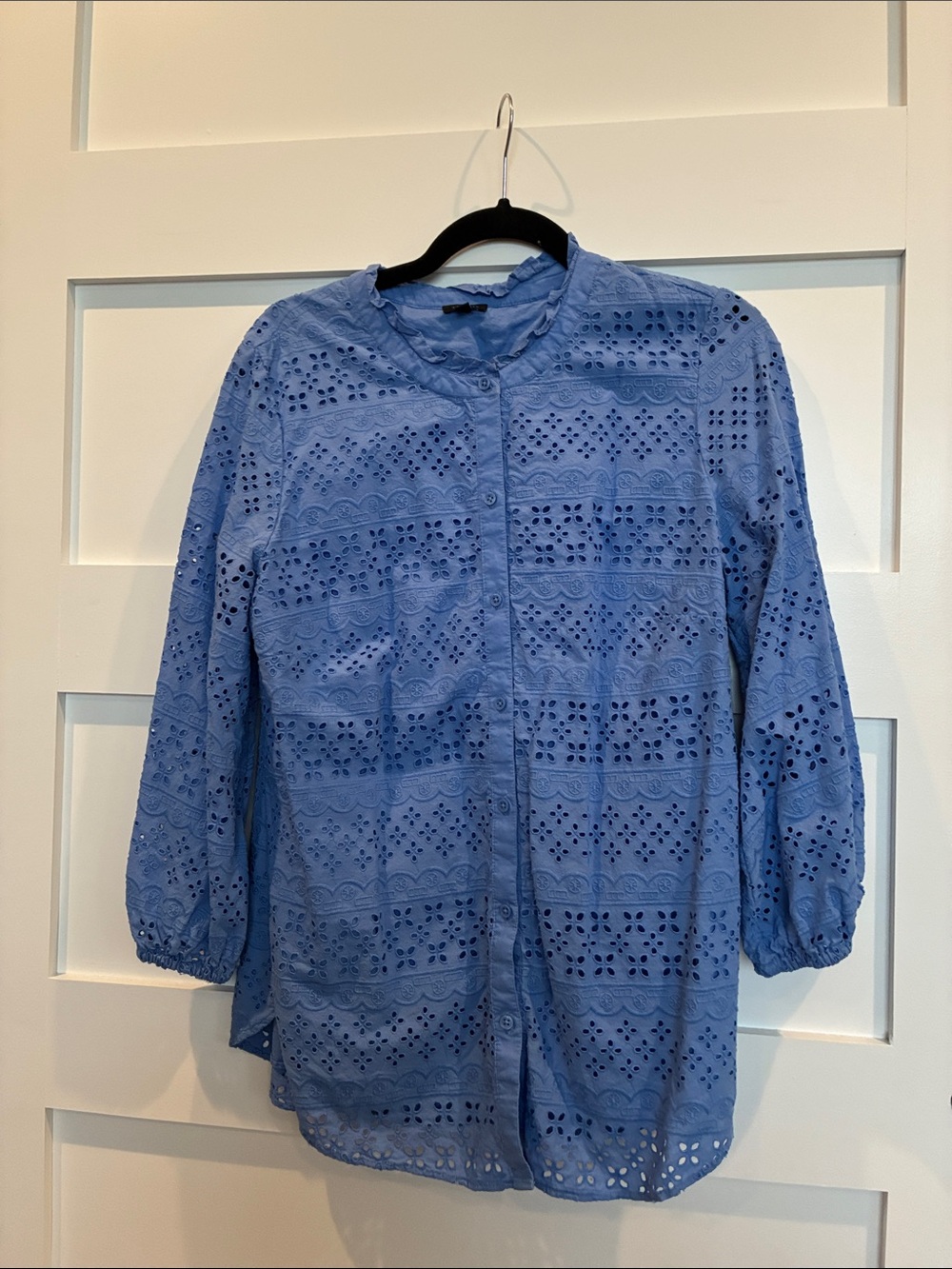 Talbots Periwinkle Eyelet Button-Up Blouse